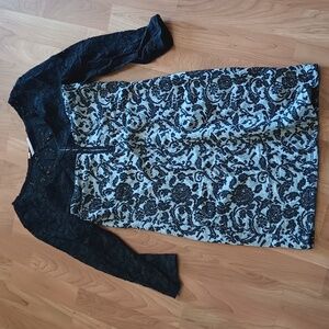 Free people lace sleeve blue black mini dress size M